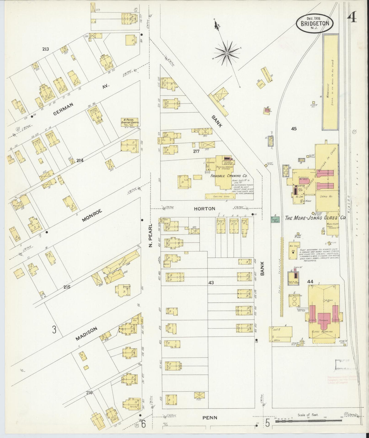 Sanborn Fire Insurance Map from Bridgeton, Cumberland County, New Jersey (1908), Sheet #0004