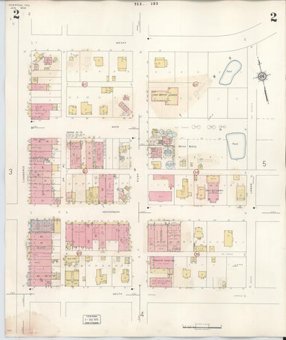Sanborn Fire Insurance Map from Overton, Rusk County, Texas (1939), Sheet #0002 - Complete Map Set gallery image, historic Sanborn map, vintage wall art, Texas Texas