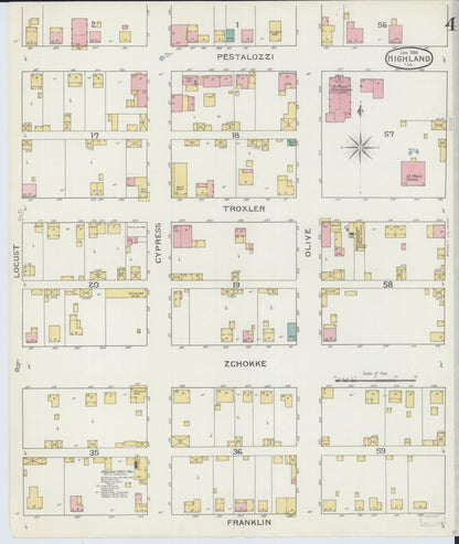 Sanborn Fire Insurance Map from Highland, Madison County, Illinois (1894), Sheet #0004 - Complete Map Set gallery image, historic Sanborn map, vintage wall art, Illinois Illinois