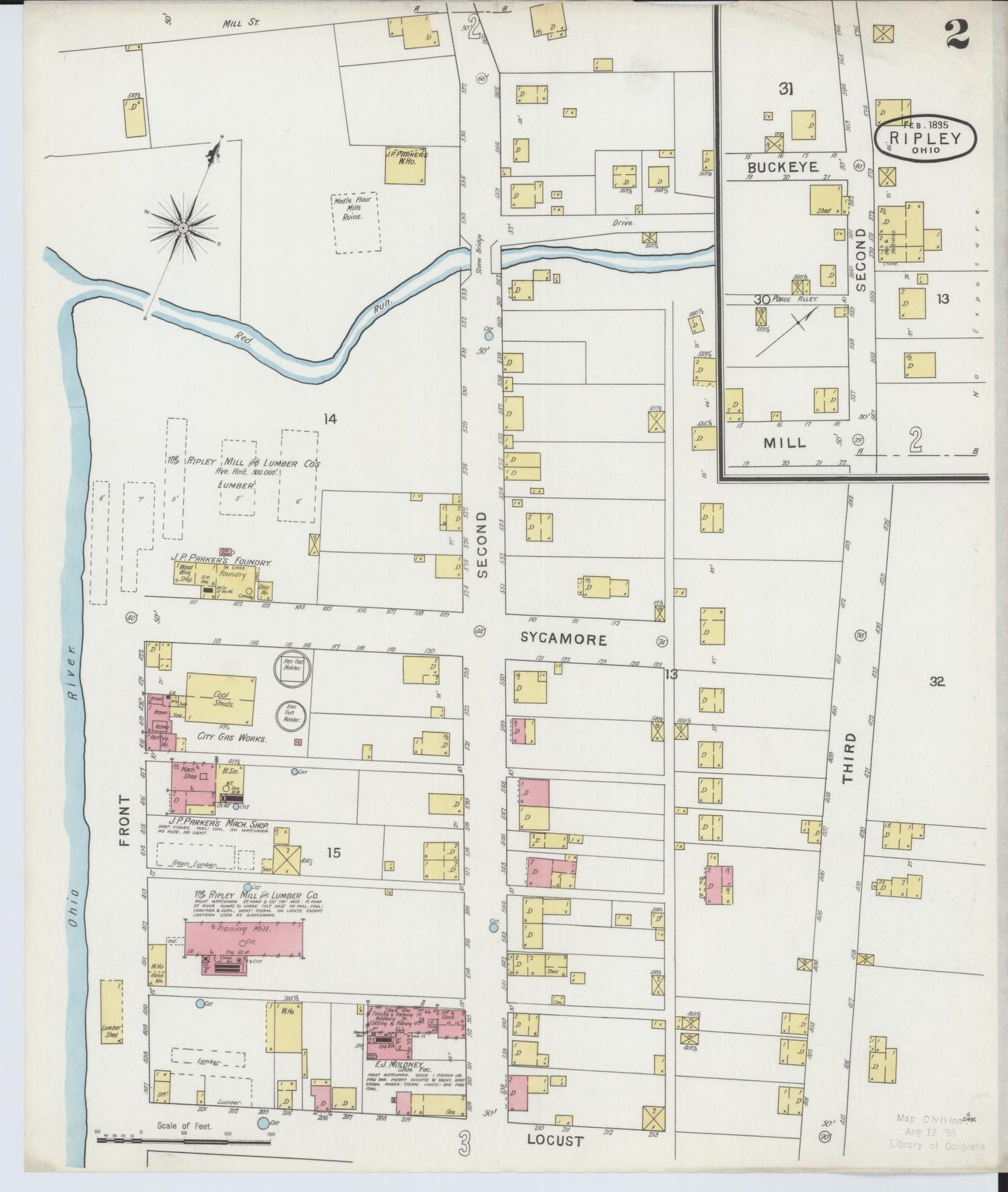 Sanborn Fire Insurance Map from Ripley, Brown County, Ohio (1895), Sheet #0002 - Complete Map Set gallery image, historic Sanborn map, vintage wall art, Ohio Ohio
