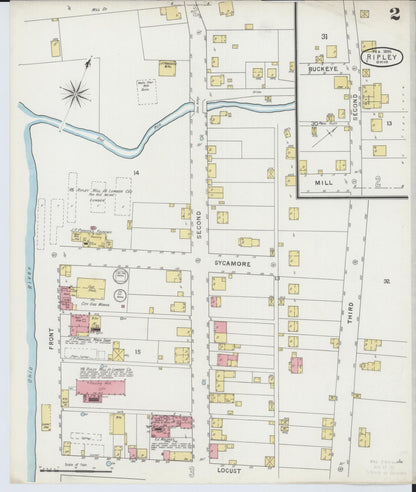 Sanborn Fire Insurance Map from Ripley, Brown County, Ohio (1895), Sheet #0002 - Complete Map Set gallery image, historic Sanborn map, vintage wall art, Ohio Ohio