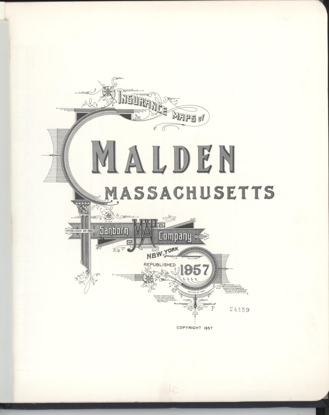 Sanborn Fire Insurance Map from Malden, Middlesex County, Massachusetts (1957), Sheet #0001 - Complete Map Set gallery image, historic Sanborn map, vintage wall art, Massachusetts Massachusetts