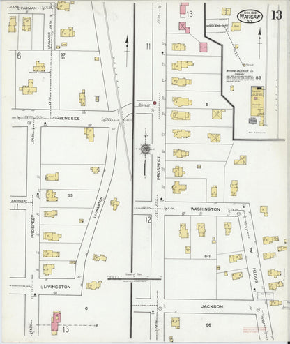 Sanborn Fire Insurance Map from Warsaw, Wyoming County, New York (1919), Sheet #0013 - Complete Map Set gallery image, historic Sanborn map, vintage wall art, Warsaw Wyoming