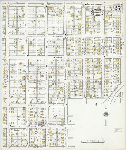 Sanborn Fire Insurance Map from Okmulgee, Okmulgee County, Oklahoma (1920), Sheet #0025 - Complete Map Set gallery image, historic Sanborn map, vintage wall art, Oklahoma Oklahoma
