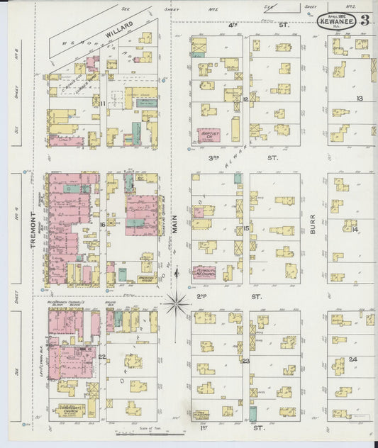 Sanborn Fire Insurance Map from Kewanee, Henry County, Illinois (1892), Sheet #0003 - Historic Sanborn Fire Insurance Map Print, vintage old map wall art, antique decor, genealogy gift, Illinois Illinois map