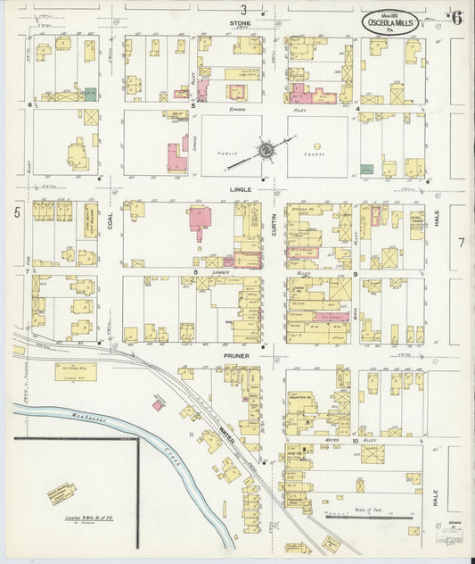 Sanborn Fire Insurance Map from Osceola Mills, Clearfield County, Pennsylvania (1910), Sheet #0006 - Historic Sanborn Fire Insurance Map Print, vintage old map wall art, antique decor, genealogy gift, Pennsylvania Pennsylvania map