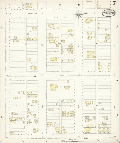Sanborn Fire Insurance Map from Fairhaven [see also Bellingham and Sehome], Whatcom County, Washington (1897), Sheet #0007 - Complete Map Set gallery image, historic Sanborn map, vintage wall art, Washington Washington