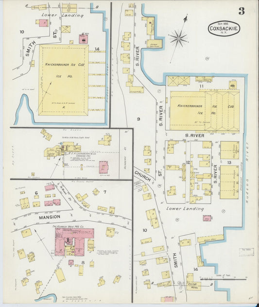 Sanborn Fire Insurance Map from Coxsackie, Greene County, New York (1892), Sheet #0003 - Historic Sanborn Fire Insurance Map Print, vintage old map wall art, antique decor, genealogy gift, New York New York map