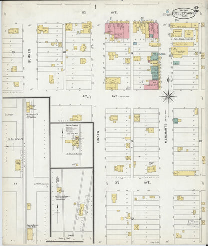 Sanborn Fire Insurance Map from Belle Plaine, Sumner County, Kansas (1902), Sheet #0002 - Complete Map Set gallery image, historic Sanborn map, vintage wall art, Kansas Kansas