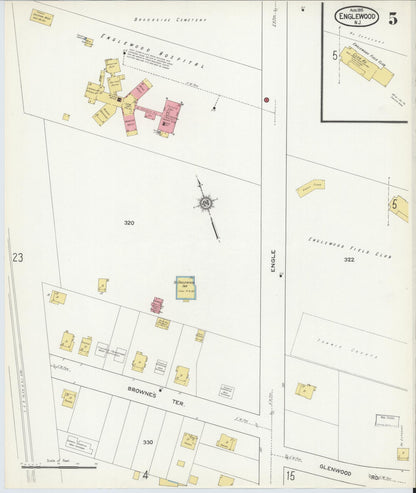 Sanborn Fire Insurance Map from Englewood, Bergen County, New Jersey (1915), Sheet #0005 - Complete Map Set gallery image, historic Sanborn map, vintage wall art, New Jersey New Jersey