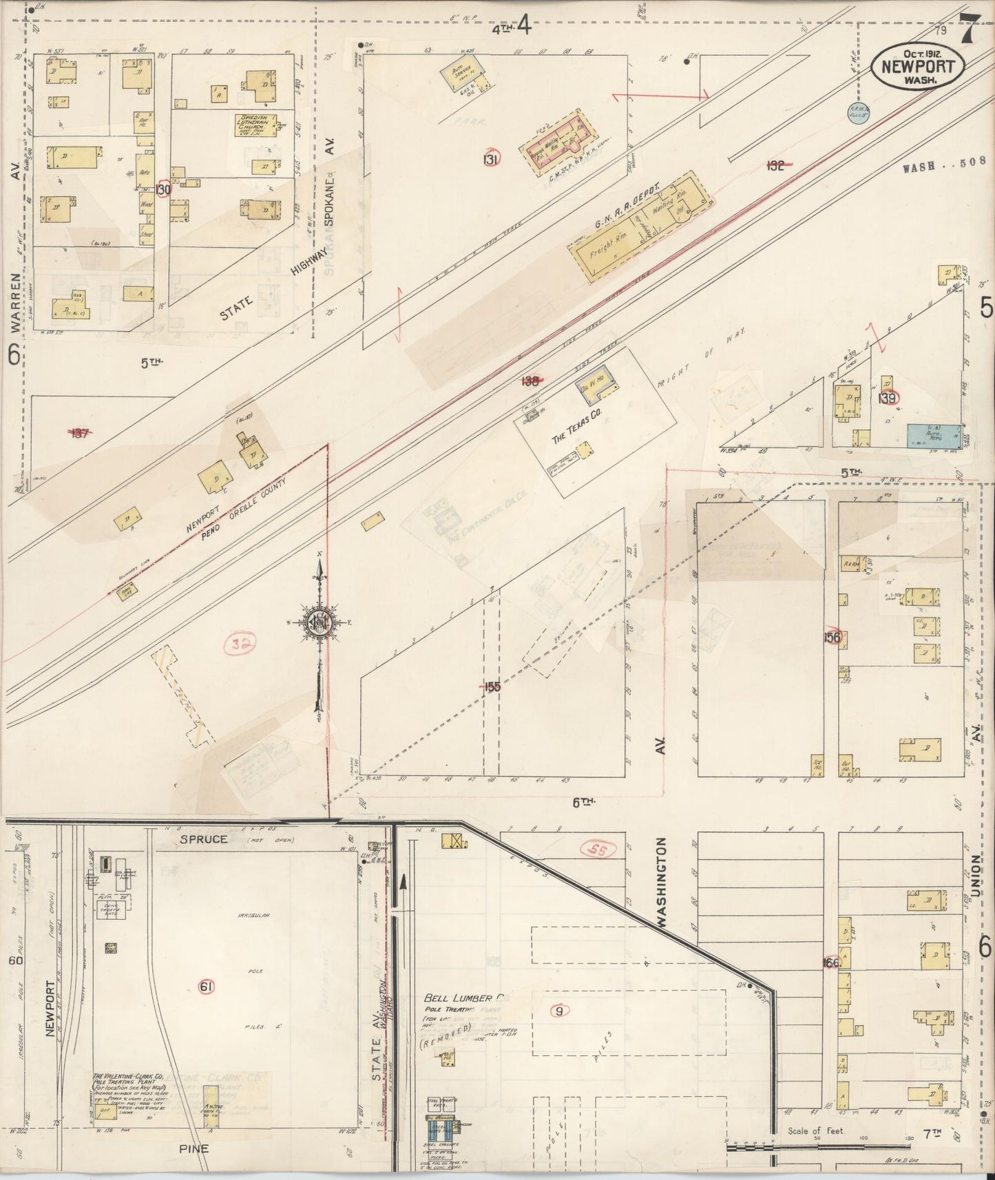 Sanborn Fire Insurance Map from Newport, Pend Orielle County, Washington (1940), Sheet #0007 - Complete Map Set gallery image, historic Sanborn map, vintage wall art, Washington Washington