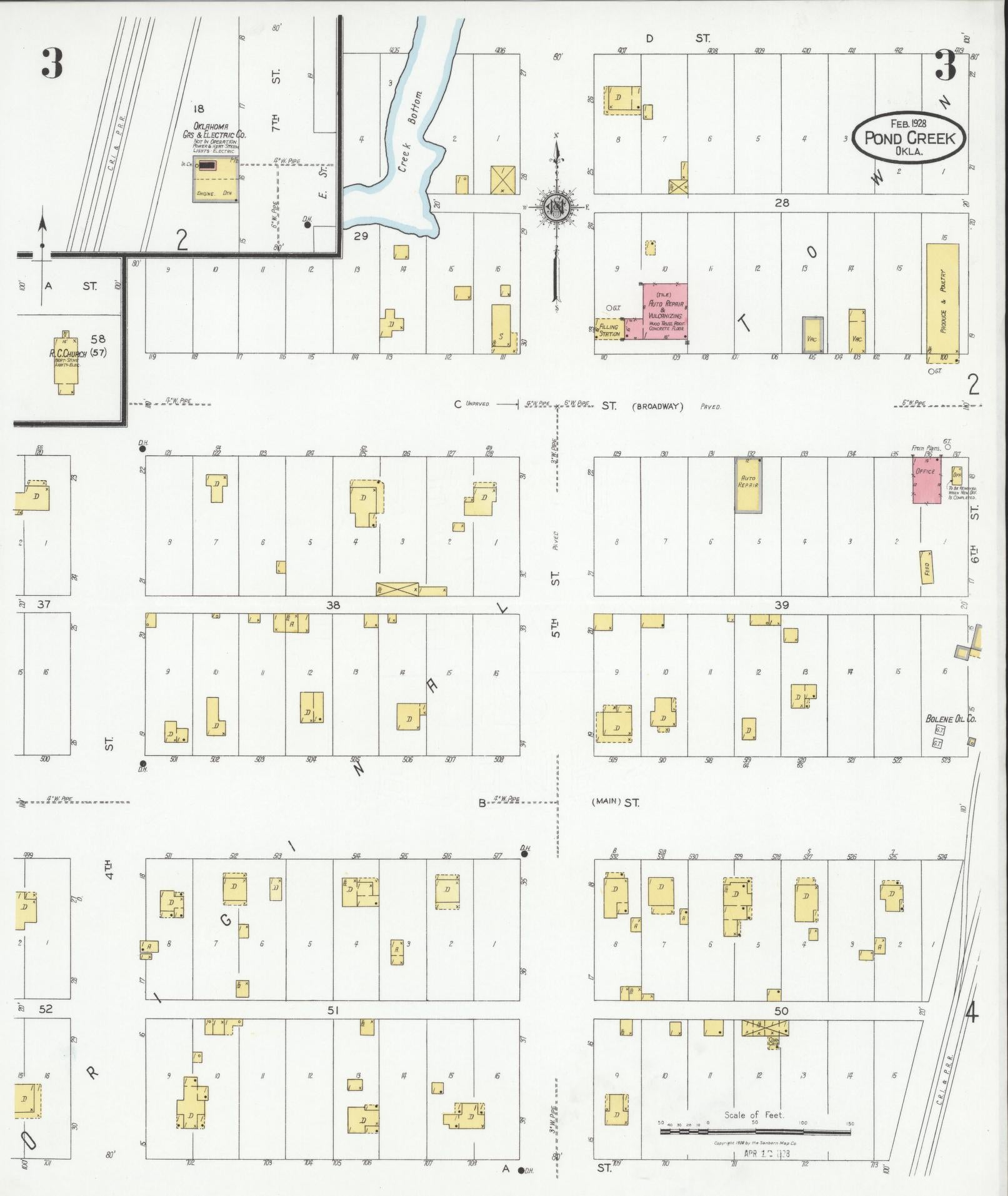 Sanborn Fire Insurance Map from Pond Creek, Grant County, Oklahoma (1928), Sheet #0003 - Historic Sanborn Fire Insurance Map Print, vintage old map wall art, antique decor, genealogy gift, Oklahoma Oklahoma map