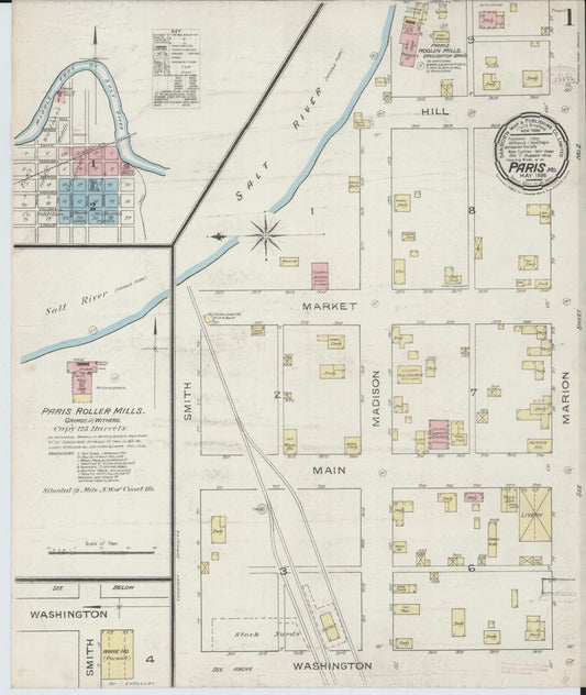Sanborn Fire Insurance Map from Paris, Monroe County, Missouri (1886), Sheet #0001 - Complete Map Set gallery image, historic Sanborn map, vintage wall art, Missouri Missouri