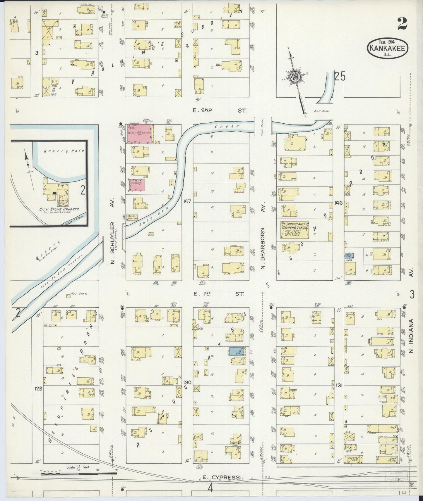 Sanborn Fire Insurance Map from Kankakee, Kankakee County, Illinois (1914), Sheet #0002 - Complete Map Set gallery image, historic Sanborn map, vintage wall art, Illinois Illinois