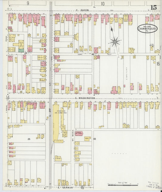 Sanborn Fire Insurance Map from Chambersburg, Franklin County, Pennsylvania (1904), Sheet #0015 - Historic Sanborn Fire Insurance Map Print, vintage old map wall art, antique decor, genealogy gift, Pennsylvania Pennsylvania map