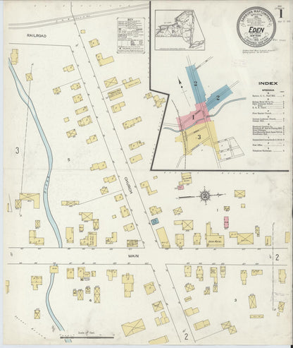 Sanborn Fire Insurance Map from Eden, Erie County, New York (1913), Sheet #0001 - Complete Map Set gallery image, historic Sanborn map, vintage wall art, New York New York