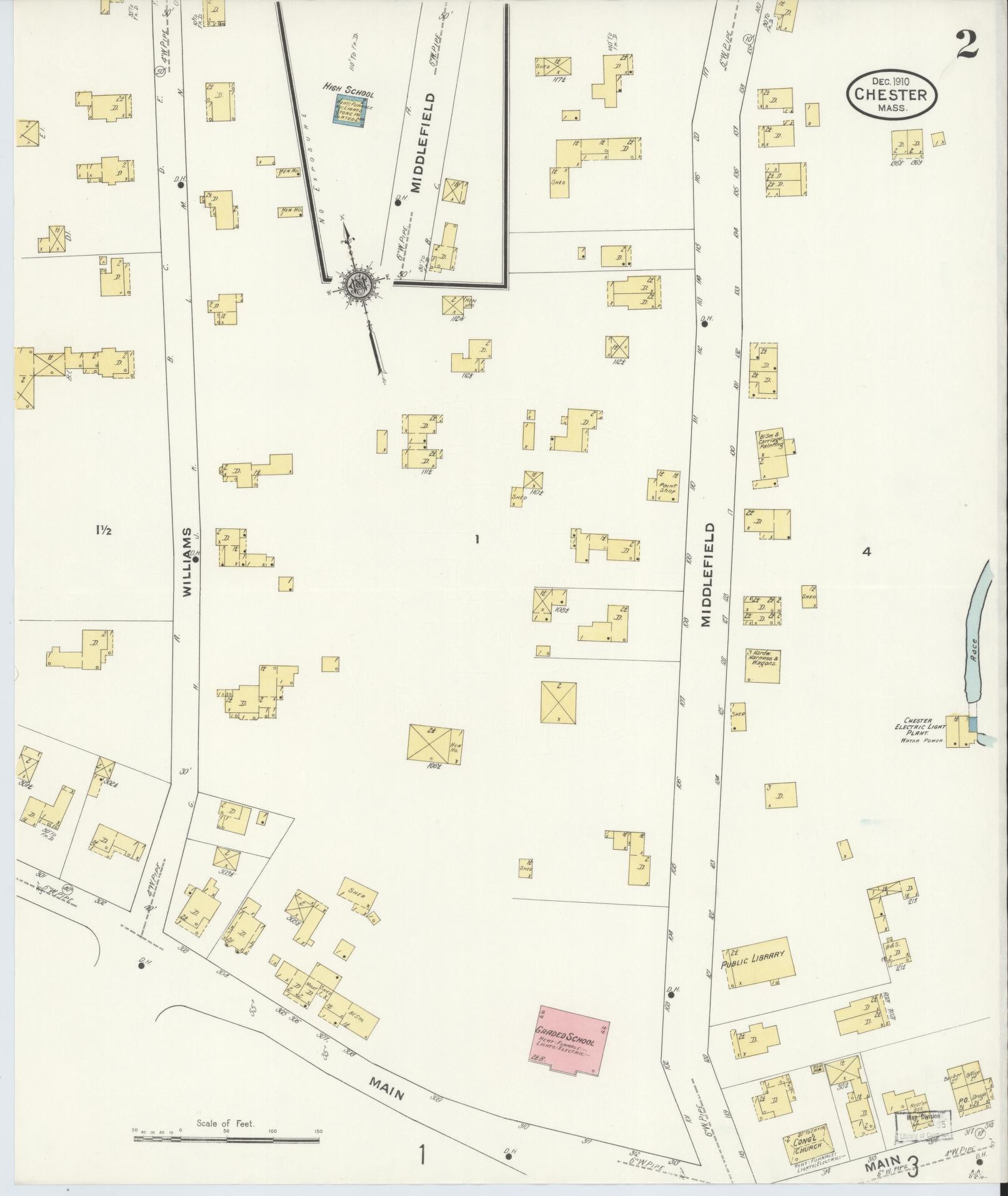 Sanborn Fire Insurance Map from Chester, Hampden County, Massachusetts (1910), Sheet #0002 - Complete Map Set gallery image, historic Sanborn map, vintage wall art, Massachusetts Massachusetts