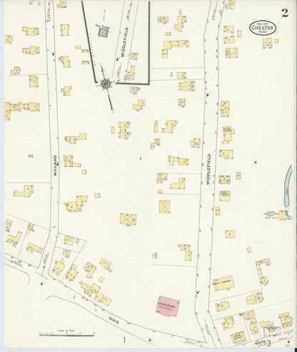Sanborn Fire Insurance Map from Chester, Hampden County, Massachusetts (1910), Sheet #0002 - Complete Map Set gallery image, historic Sanborn map, vintage wall art, Massachusetts Massachusetts