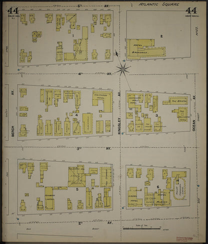 Sanborn Fire Insurance Map from New Jersey Coast, New Jersey Coast, New Jersey (1890), Sheet #0044 - Historic Sanborn Fire Insurance Map Print, vintage old map wall art, antique decor, genealogy gift, New Jersey Coast New Jersey map