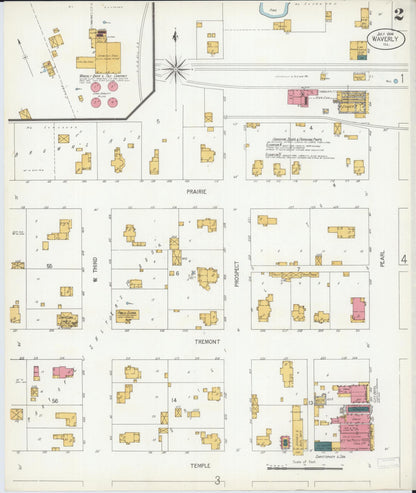 Sanborn Fire Insurance Map from Waverly, Morgan County, Illinois (1906), Sheet #0002 - Historic Sanborn Fire Insurance Map Print, vintage old map wall art, antique decor, genealogy gift, Illinois Illinois map