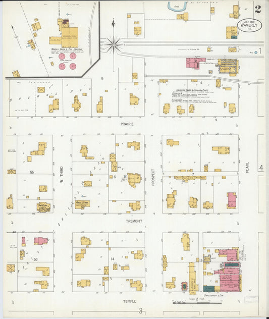 Sanborn Fire Insurance Map from Waverly, Morgan County, Illinois (1906), Sheet #0002 - Historic Sanborn Fire Insurance Map Print, vintage old map wall art, antique decor, genealogy gift, Illinois Illinois map