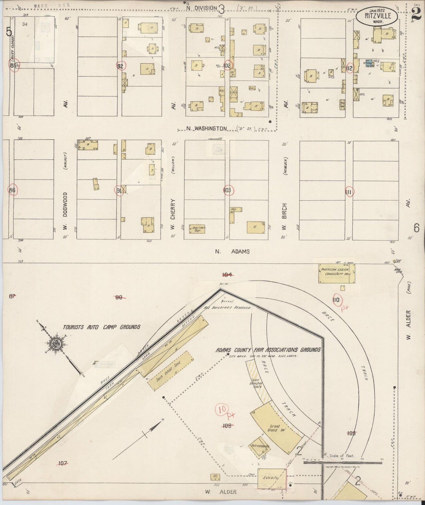 Sanborn Fire Insurance Map from Ritzville, Adams County, Washington (1939), Sheet #0002 - Complete Map Set gallery image, historic Sanborn map, vintage wall art, Washington Washington
