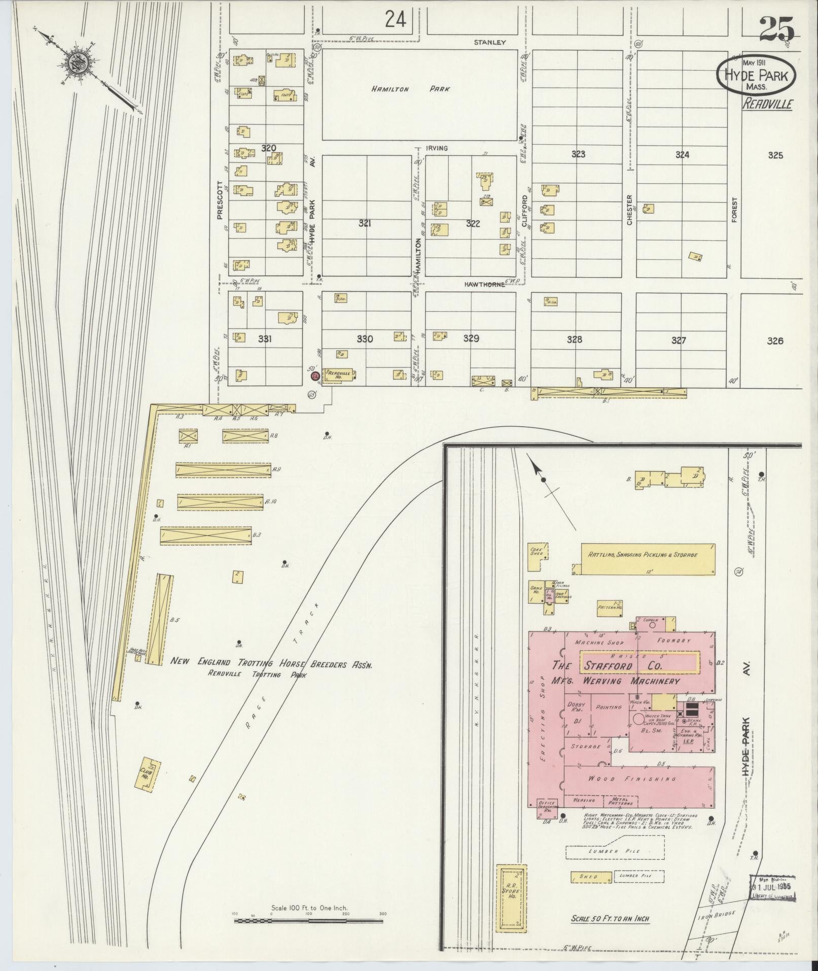 Sanborn Fire Insurance Map from Hyde Park, Norfolk County, Massachusetts (1911), Sheet #0025 - Complete Map Set gallery image, historic Sanborn map, vintage wall art, Massachusetts Massachusetts