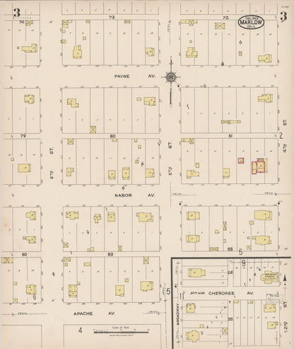 Sanborn Fire Insurance Map from Marlow, Stephens County, Oklahoma (1922), Sheet #0003 - Complete Map Set gallery image, historic Sanborn map, vintage wall art, Oklahoma Oklahoma