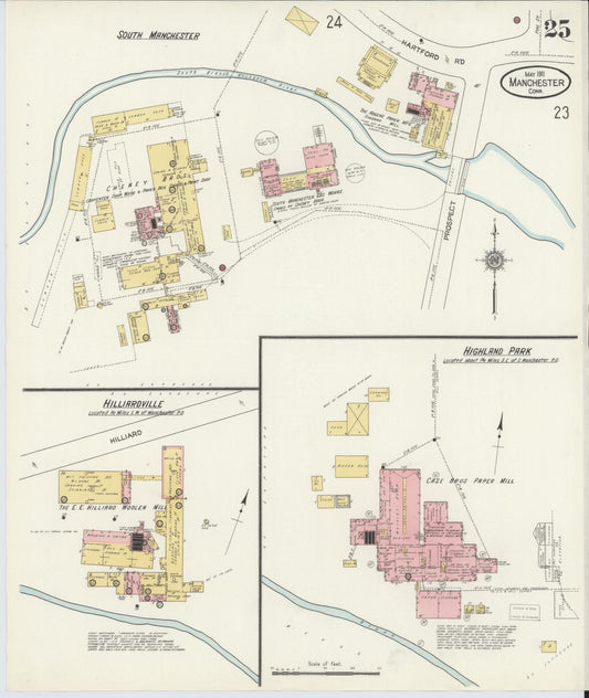 Sanborn Fire Insurance Map from Manchester, Hartford County, Connecticut. (1911), Sheet 25 – Historic Sanborn Fire Insurance Map Print