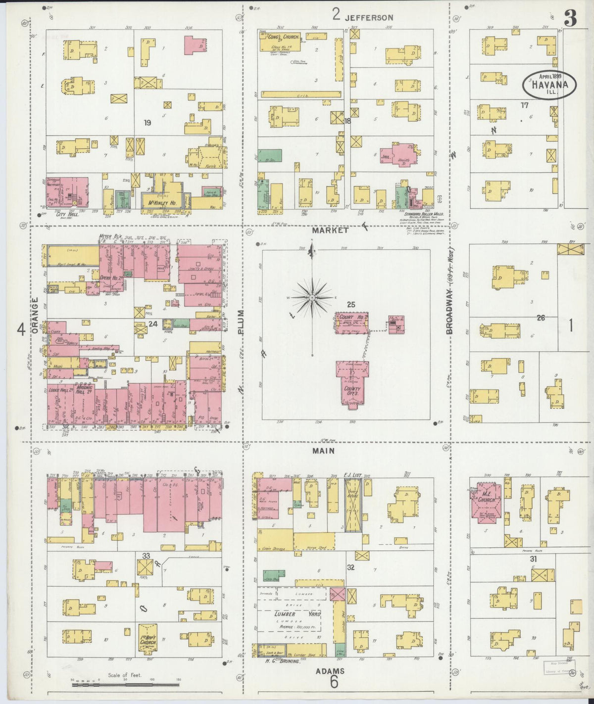 Sanborn Fire Insurance Map from Havana, Mason County, Illinois (1899), Sheet #0003 - Historic Sanborn Fire Insurance Map Print, vintage old map wall art, antique decor, genealogy gift, Illinois Illinois map