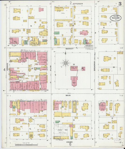 Sanborn Fire Insurance Map from Havana, Mason County, Illinois (1899), Sheet #0003 - Historic Sanborn Fire Insurance Map Print, vintage old map wall art, antique decor, genealogy gift, Illinois Illinois map