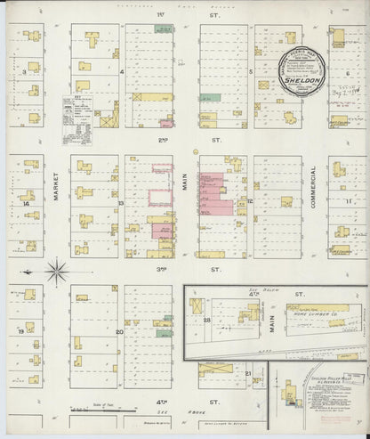 Sanborn Fire Insurance Map from Sheldon, Vernon County, Missouri (1894), Sheet #0001 - Historic Sanborn Fire Insurance Map Print, vintage old map wall art, antique decor, genealogy gift, Missouri Missouri map