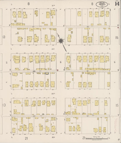 Sanborn Fire Insurance Map from Merced, Merced County, California (1922), Sheet #0014 - Historic Sanborn Fire Insurance Map Print, vintage old map wall art, antique decor, genealogy gift, California California map