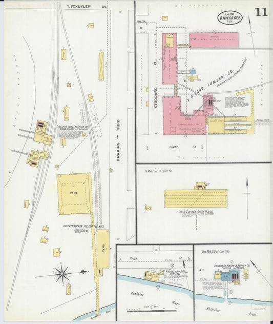 Sanborn Fire Insurance Map from Kankakee, Kankakee County, Illinois (1901), Sheet #0011 - Historic Sanborn Fire Insurance Map Print, vintage old map wall art, antique decor, genealogy gift, Illinois Illinois map