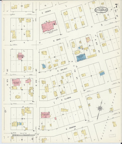 Sanborn Fire Insurance Map from Saint Charles, Kane County, Illinois (1912), Sheet #0007 - Complete Map Set gallery image, historic Sanborn map, vintage wall art, Illinois Illinois