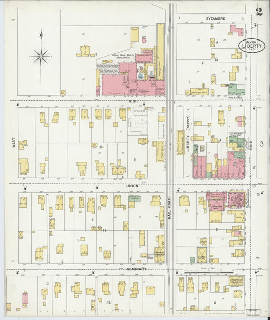 Sanborn Fire Insurance Map from Liberty, Union County, Indiana (1899), Sheet #0002 - Historic Sanborn Fire Insurance Map Print, vintage old map wall art, antique decor, genealogy gift, Indiana Indiana map