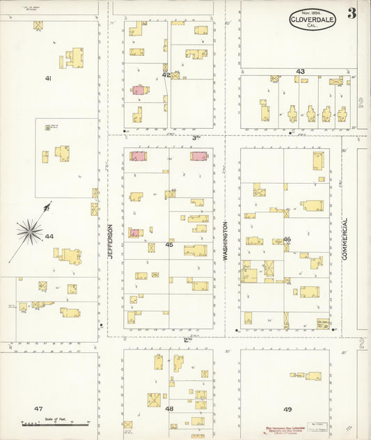 Sanborn Fire Insurance Map from Cloverdale, Sonoma County, California (1894), Sheet #0003 - Historic Sanborn Fire Insurance Map Print, vintage old map wall art, antique decor, genealogy gift, California California map