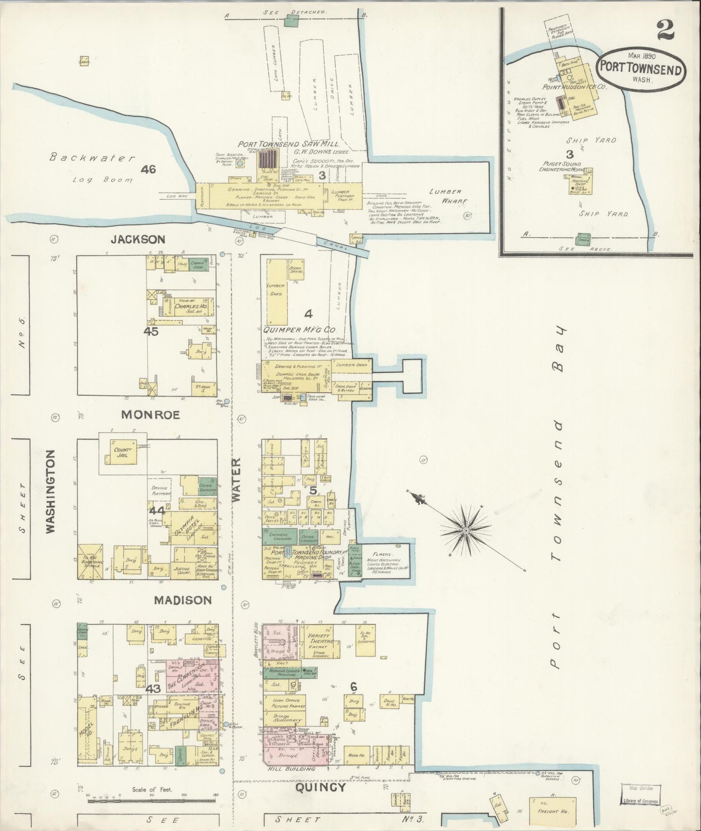Sanborn Fire Insurance Map from Port Townsend, Jefferson County, Washington (1890), Sheet #0002 - Complete Map Set gallery image, historic Sanborn map, vintage wall art, Washington Washington