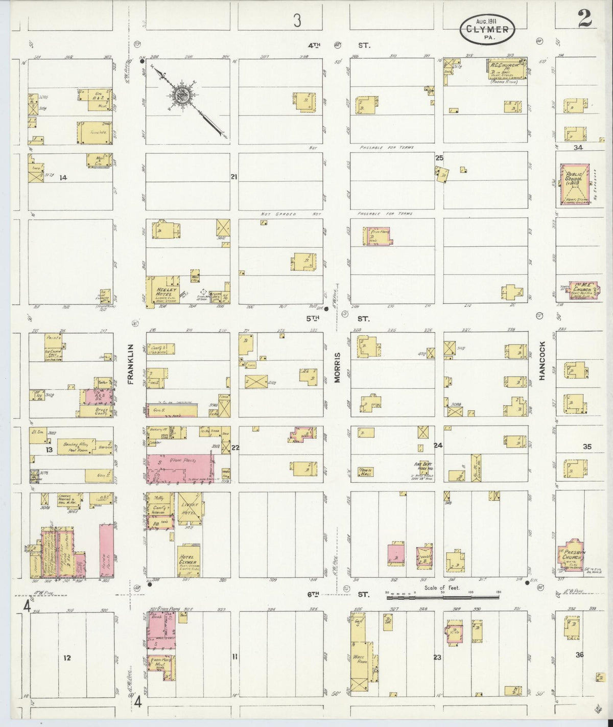 Sanborn Fire Insurance Map from Clymer, Indiana County, Pennsylvania (1911), Sheet #0002 - Complete Map Set gallery image, historic Sanborn map, vintage wall art, Pennsylvania Pennsylvania