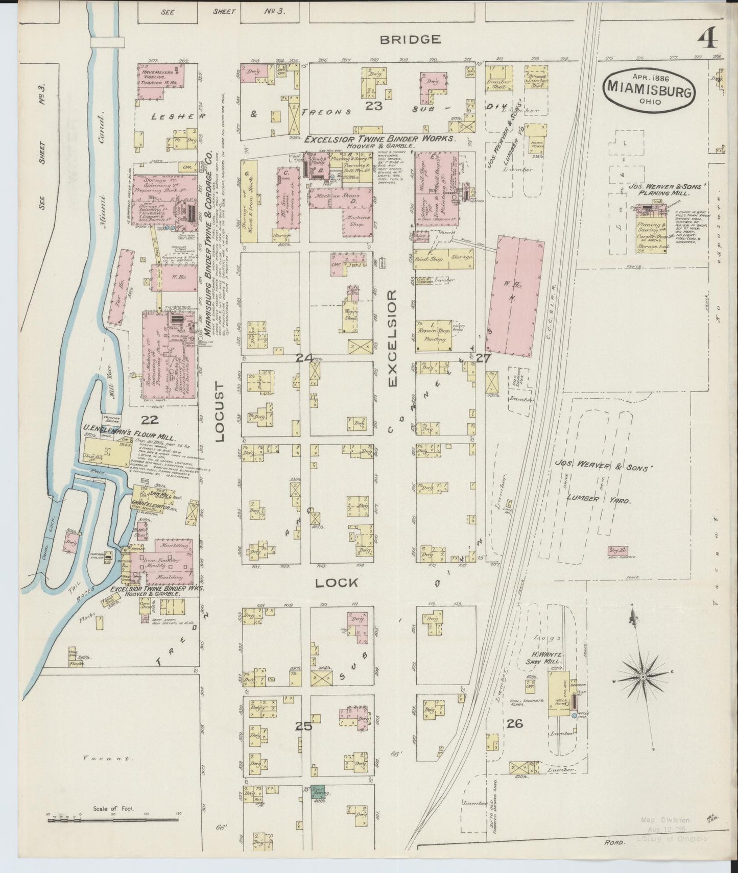 Sanborn Fire Insurance Map from Miamisburg, Montgomery County, Ohio (1886), Sheet #0004 - Complete Map Set gallery image, historic Sanborn map, vintage wall art, Ohio Ohio