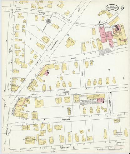 Sanborn Fire Insurance Map from Stoughton, Norfolk County, Massachusetts (1912), Sheet #0005 - Complete Map Set gallery image, historic Sanborn map, vintage wall art, Massachusetts Massachusetts
