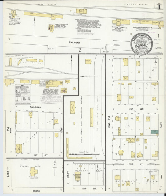 Sanborn Fire Insurance Map from Kimball, Brule County, South Dakota (1909), Sheet #0001 - Complete Map Set gallery image, historic Sanborn map, vintage wall art, South Dakota South Dakota