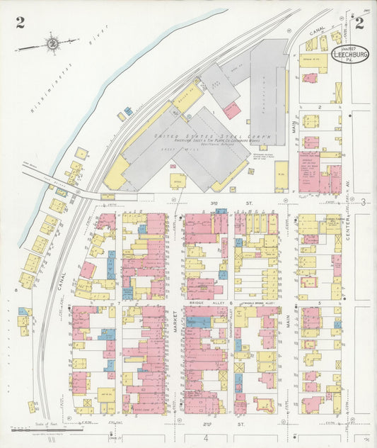 Sanborn Fire Insurance Map from Leechburg, Armstrong County, Pennsylvania (1927), Sheet #0002 - Historic Sanborn Fire Insurance Map Print, vintage old map wall art, antique decor, genealogy gift, Pennsylvania Pennsylvania map