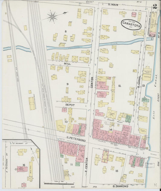 Sanborn Fire Insurance Map from Canastota, Madison County, New York (1890), Sheet #0002 - Historic Sanborn Fire Insurance Map Print, vintage old map wall art, antique decor, genealogy gift, New York New York map