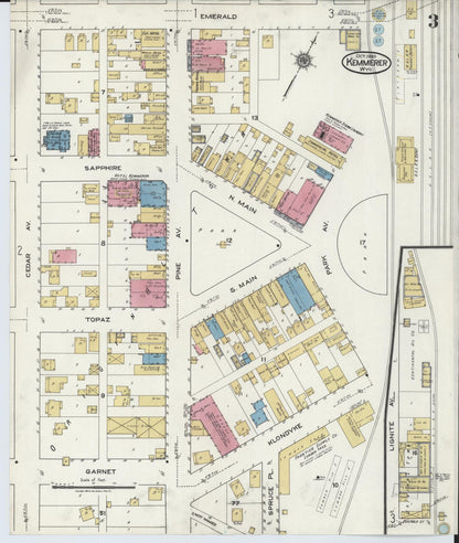 Sanborn Fire Insurance Map from Kemmerer, Lincoln County, Wyoming (1920), Sheet #0003 - Complete Map Set gallery image, historic Sanborn map, vintage wall art, Wyoming Wyoming