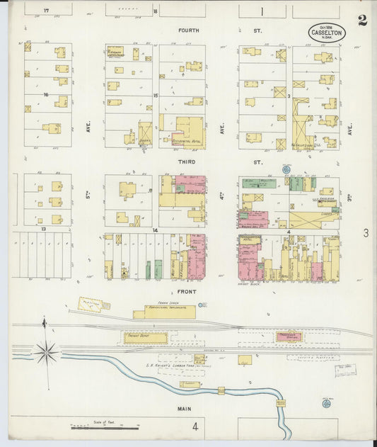 Sanborn Fire Insurance Map from Casselton, Cass County, North Dakota (1898), Sheet #0002 - Historic Sanborn Fire Insurance Map Print, vintage old map wall art, antique decor, genealogy gift, North Dakota North Dakota map