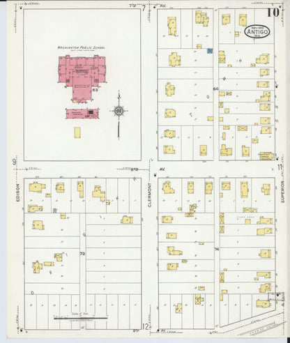 Sanborn Fire Insurance Map from Antigo, Langlade County, Wisconsin (1919), Sheet #0010 - Complete Map Set gallery image, historic Sanborn map, vintage wall art, Wisconsin Wisconsin