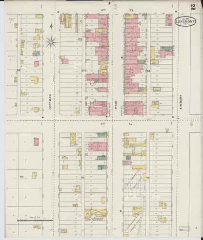 Sanborn Fire Insurance Map from Longmont, Boulder County, Colorado (1895), Sheet #0002 - Complete Map Set gallery image, historic Sanborn map, vintage wall art, Colorado Colorado