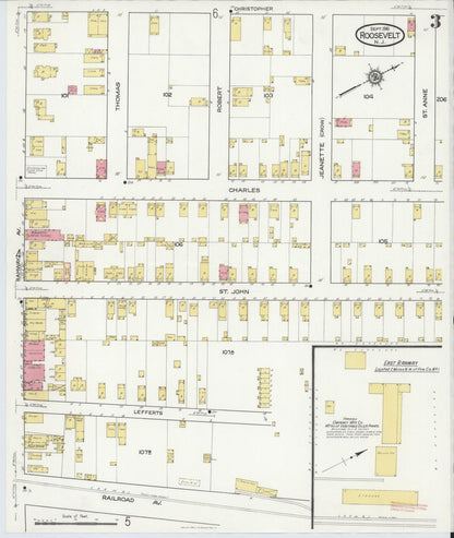 Sanborn Fire Insurance Map from Roosevelt, Middlesex County, New Jersey (1916), Sheet #0003 - Complete Map Set gallery image, historic Sanborn map, vintage wall art, New Jersey New Jersey