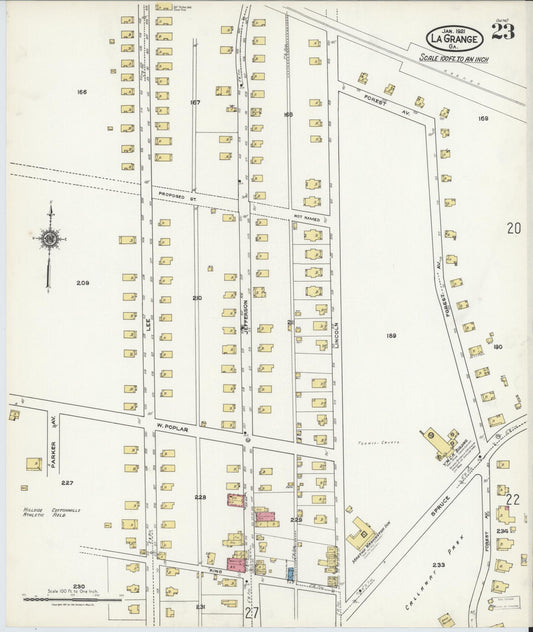Sanborn Fire Insurance Map from La Grange, Troup County, Georgia (1921), Sheet #0023 - Historic Sanborn Fire Insurance Map Print, vintage old map wall art, antique decor, genealogy gift, Georgia Georgia map